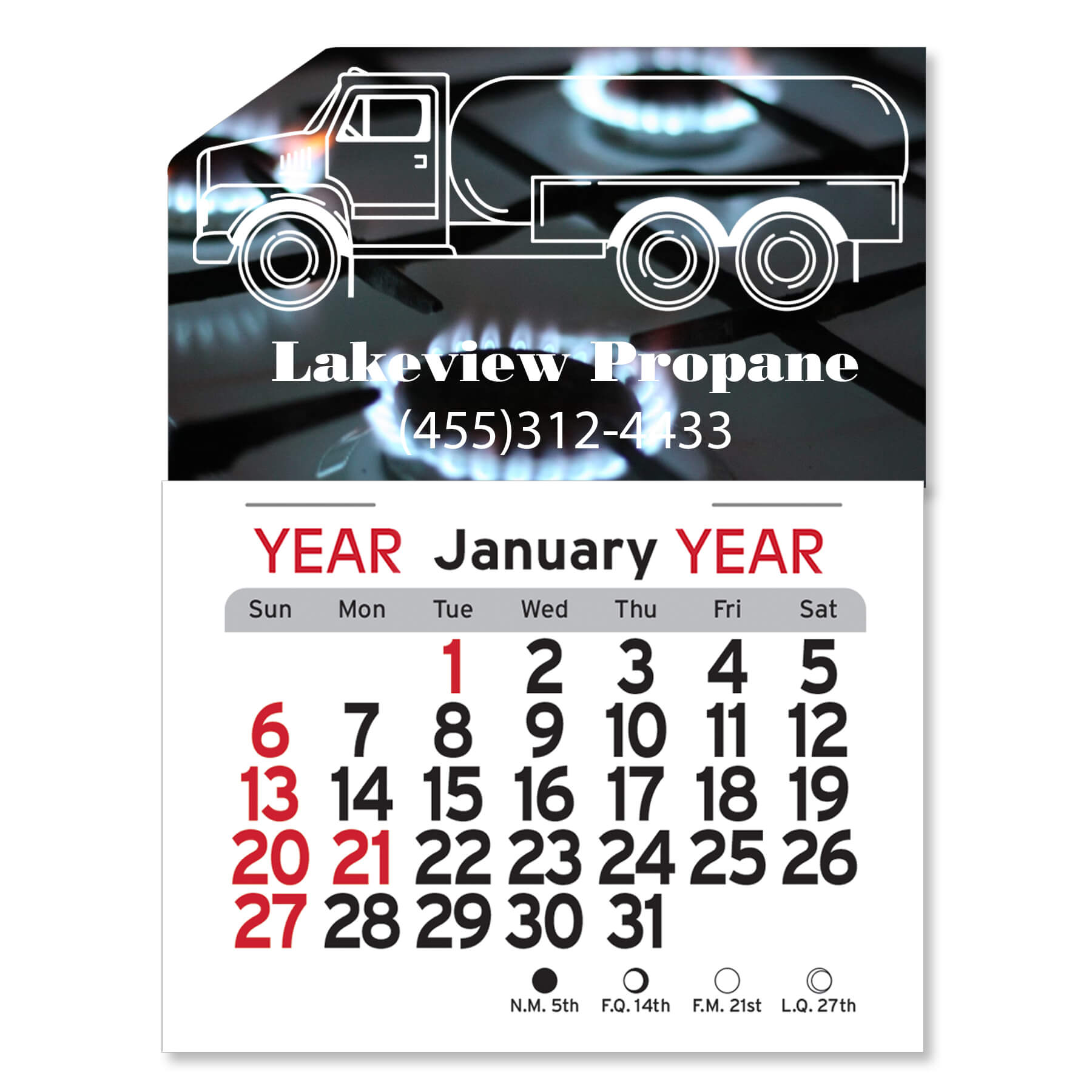 1053            - Adhesive Peel-N-Stick® Calendar - Propane Truck                       